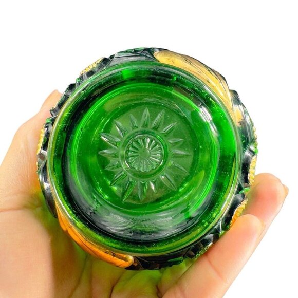 1896 EAPG Riverside Esther Emerald Glass Gold Spooner Antique Glass Vase VINTAGE - Picture 8 of 16